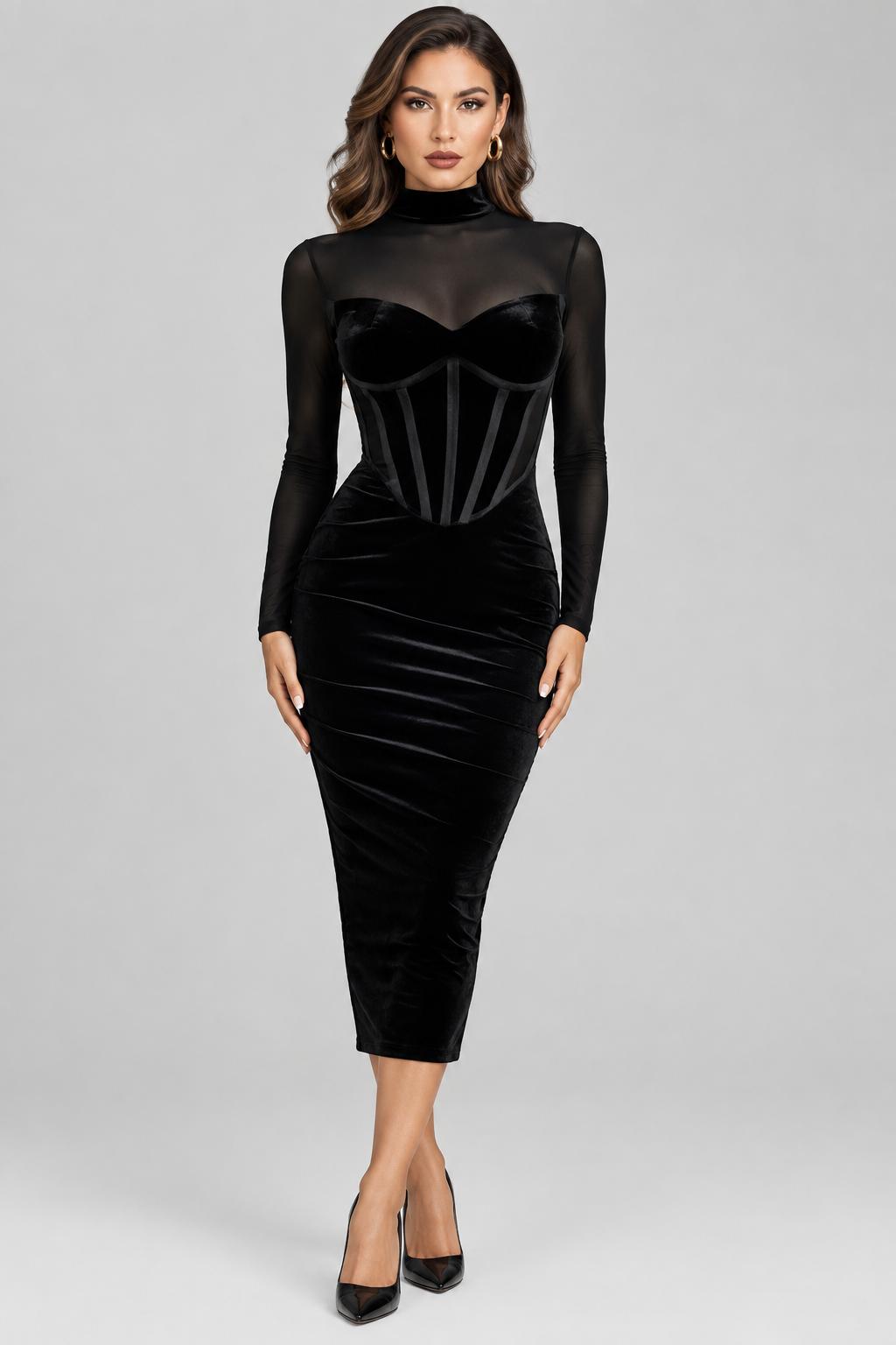 Elegante Vestido Midi de Plumas