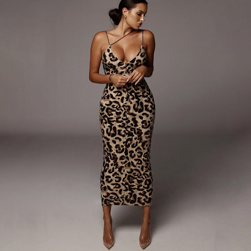 Vestido Midi con Estampado de Leopardo