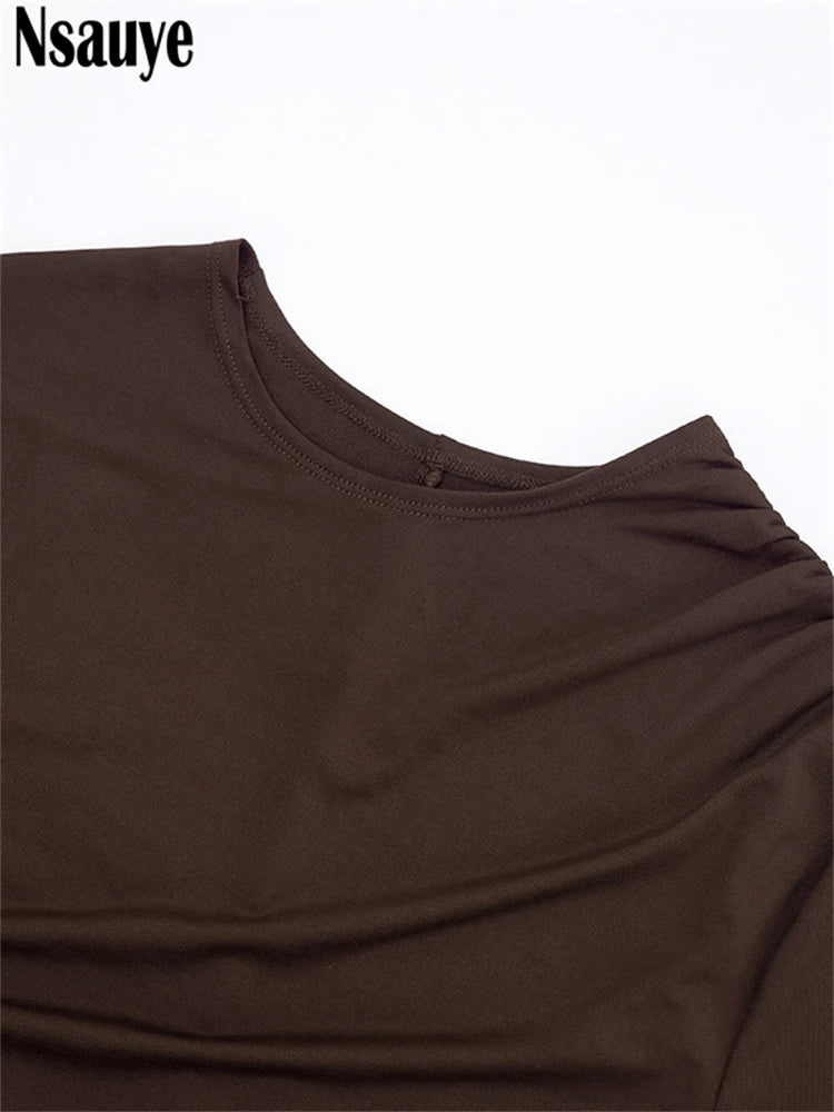 Vestido corto cruzado de cintura alta para mujer de Nsauye, nuevo modelo de moda 2025, ideal para fiestas, discotecas y eventos nocturnos. Vestido de manga larga.